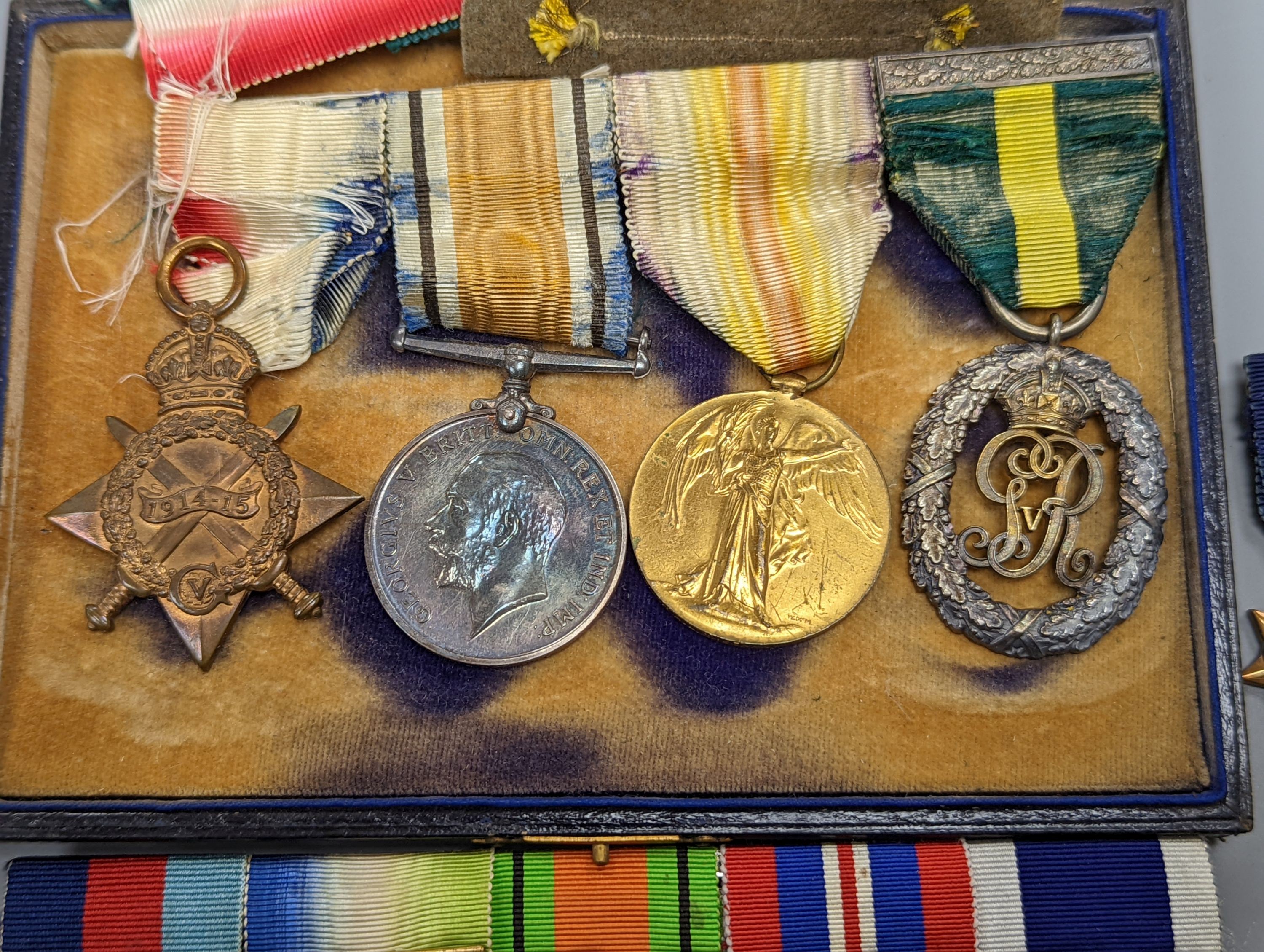A WW1 group of four to MAJOR H. L. GREGORY R.A.M.C. and a WW2 Royal Navy group of five medals, including Royal Navy for long service and good conduct medal, unnamed, together with a 1787 shilling, good VF and another coi